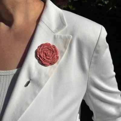 Blush Pink Rose Brooch for Women