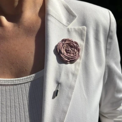 Lilac Ceramic Rose Brooch