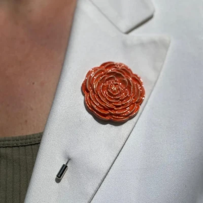 Orange Rose Brooch for Women