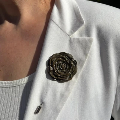 Pacific Brown Rose Brooch for Women