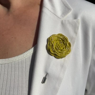 Pistachio Green Rose Brooch for Women