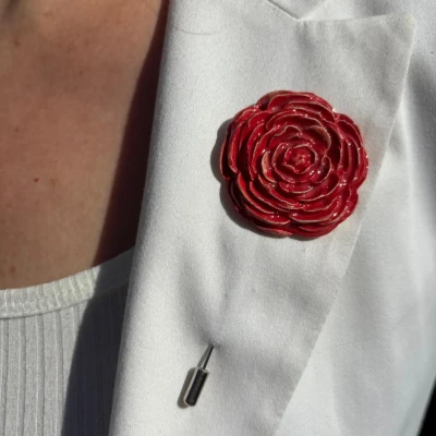 Red Rose Brooch for Women