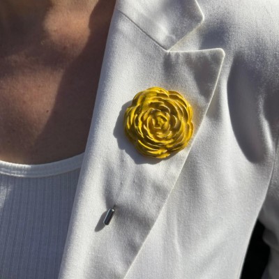 Yellow Rose Brooch for Women